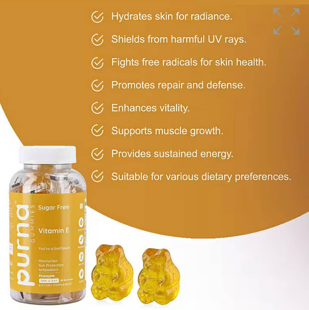 Purna Gummies - Vitamin E - You're a Sunflower (Pineapple) - Image 2